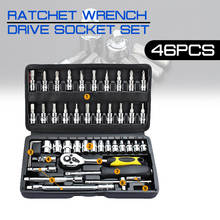 46pcs with Plastic Toolbox Storage Case Ratchet Wrench Drive Socket Set Car Auto Automobile Motorcycle Repair Tool 2024 - buy cheap