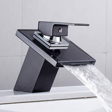 Grifo de cristal tipo cascada para baño, Grifo de lavabo de latón de Mezclador de Baño, montado en cubierta, mezclador de fregadero 2024 - compra barato