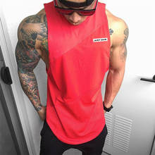 Nova marca de ginásios fitness musculação tanque topos homens stringer moda esporte treino roupas soltas lado aberto sem mangas camisas colete 2024 - compre barato