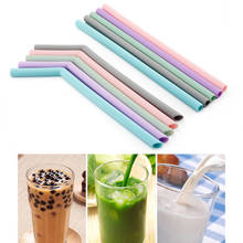 Kitchen Accessory Reusable Silicone Drinking Straws Foldable Flexible Straw with Cleaning Brushes Kids' Party Supplies Bar Tools 2024 - buy cheap