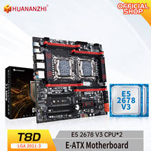HUANANZHI X99 T8D X99 com Motherboard Intel XEON E5 2678 V3 * 2 combo kit set LGA 2011-3 E5 V3 DDR3 SATA3 E-ATX RECC Servidor 2024 - compre barato