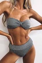 Silvery Strapless Bikini Set Women Swimwear Swimsuit 2024 - buy cheap