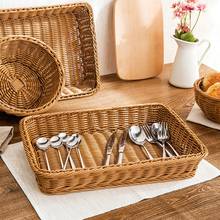 Woven Food Storage Tray Fruit Bread Basket For Home Kitchen Handmade Woven Food Organizer Plate Sundries Storage Baskets 2024 - buy cheap