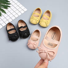 Spring Autumn New Girls Toddler Shoes Bow Tie Rubber Soft Soles Simple Monochrome Princess Shoes 2024 - buy cheap
