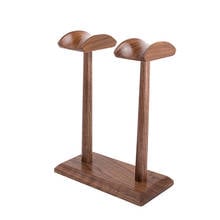 Soporte de madera para auriculares, soporte de escritorio Dual para auriculares, soporte para auriculares para videojuegos, estante de silicona antideslizante para auriculares 2024 - compra barato