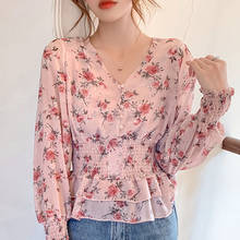 Long Sleeve V-Neck Print Chiffon Blouse Shirt Tops Blusa Blouse Women Blusas Mujer De Moda 2021 Womens Tops And Blouses D817 2024 - buy cheap