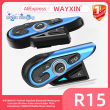 WAYXIN 1200 м Bluetooth Интерком мотоциклетный шлем гарнитуры 2 Rider BT беспроводной интерком мото Интерком R15 FM обмен музыкой 2024 - купить недорого