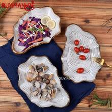 Japanese Pearl Shell Ceramic Dish Tray Irregular Plate Porcelain Anti-skid Tableware Seafood Dinner Plate Steak Salad Plate 2024 - buy cheap