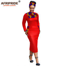 2020 african bodycon dresses for women with headwrap+pockets traditional kanga clothing dashiki clothes bazin AFRIPRIDE A1925033 2024 - buy cheap