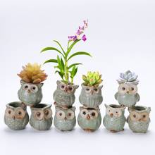 5/10 Piece Set Owl Ceramic Flower Pot Mini Thumb Flower Pot Desktop Decoration Decoration Kiln Change Owl Set Meat Bowl 2024 - buy cheap