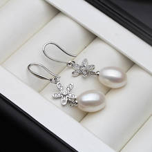 Classic 925 Silver Earring With  Pearl Women,white Natural Freshwater Pearl Earrings Drop Anniversary Gift 2024 - buy cheap