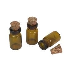1000 X Amber small glass bottle with cork 1ml cork stoppered glass vial cork bottle mini brown container 2024 - buy cheap