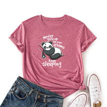 Camisetas informales de manga corta con cuello redondo para mujer, Camisetas estampadas con Panda Never Give Up, Tops, ropa de calle para mujer 2024 - compra barato