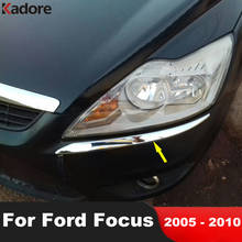 Головной светильник бровь фары Крышка Накладка для Ford Focus 2005 2006 2007 2008 2009 2010 АБС хромированная Защитная панель для переднего головной светильник полосы автомобильные аксессуары 2024 - купить недорого