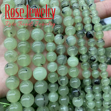 Espaçadores redondos de miçangas jades ns, pedra natural verde 6/8/10/12mm, faça você mesmo, acessórios para fazer joias 15" 2024 - compre barato