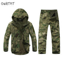 Conjunto tático camuflado militar masculino, uniforme tático esporte ao ar livre jaqueta camuflada + calça à prova de vento caça 2024 - compre barato