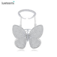 LUOTEEMI-Anillo de circonita cúbica para mujer, sortija de mariposa grande extraíble, de alta calidad, Color dorado y plateado 2024 - compra barato