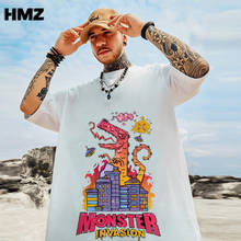 Hmz-camiseta japonesa masculina de hip hop, modelo harajuku, monster, camiseta de algodão, larga, hip hop, 2021 2024 - compre barato