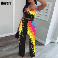 2 Peice Set Women Matching Sets Summer 2022 Festival Clothing Crop Tops High Waist Wide Leg Pants Set Two Piece Club Outfits 2024 - buy cheap