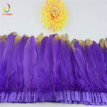 Wholesale 10 yards/lot purple Goose Feather Trims Real Geese Feather Fringes Ribbons Dress Belt decorative Clothing decoration 2024 - buy cheap