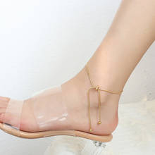 Pulsera de tobillo de cadena de serpiente de acero inoxidable chapada en oro rosa para mujer, pulseras minimalistas, tobilleras para mujer, joyería para el pie de verano 2024 - compra barato
