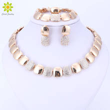 Dubai Gold Color Jewelry Sets Nigerian Wedding African Beads Crystal Bridal Jewellery Set Women Wedding Party 2024 - buy cheap