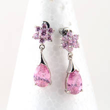 Free shipping  Ladies Luxury Drop Earrings Flower Cubic Zircon Earring Top Quality Nickel & Lead Free 2024 - buy cheap