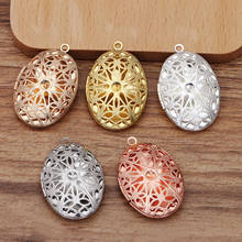 10 PCS 25*38mm 7 Colors Plated Metal Copper Hollow Locket Oval Shape Flowers Photo Locket Pendant For Jewelry Making 2024 - buy cheap