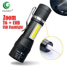Portable LED Flashlight T6 COB Light Rechargeable Flashlight Built-in Battery Zoom Flashlight 3 Mode Waterproof Emergency Torch 2024 - buy cheap