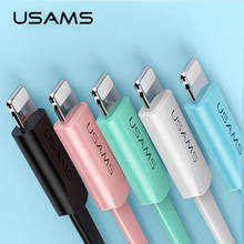 USAMS-Cable de carga rápida para teléfono móvil, Cable USB plano de iluminación de 1,2 m y 2A para iPhone 12, 11 Mini Pro Max, X, Xs, 8, 7, 6, 6s Plus, iPad 2024 - compra barato