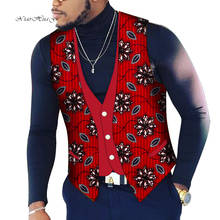 2022 Mens African Shirt Clothing Bazin Riche Patchwork Print Top Vest 100% Cotton Dashiki Traditional African Clothing WYN107 2024 - buy cheap