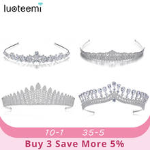 LUOTEEMI Luxury Wedding Bridal Crystal Tiara Crowns Princess Queen Pageant Clear CZ Jewelry Headband Wedding Hair Accessories 2024 - buy cheap