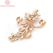 4PCS 33x19MM 24K Champagne Gold Color Plated Brass Flower Vane Charms Earrings Connector High Quality Jewelry Accessories 2024 - buy cheap