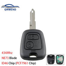 QWMEND 2 Buttons NE73 Blade Remote Key Fob Controller for PEUGEOT 206 433/434Mhz ID46/PCF7961 Transponder Chip 2024 - buy cheap