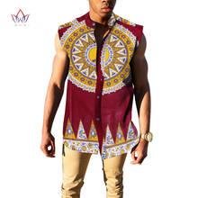 Custom African Print Shirt Brand Clothing Slim Fit Sleeveless Shirt Dashiki Men Casual Shirts Mens Africa Clothing BRW WYN181 2024 - buy cheap