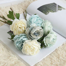 Flores rosas artificiales de 7 colores, tallo de plástico, hoja de seda para fiesta en casa, decoración de boda, 1 ud. 2024 - compra barato