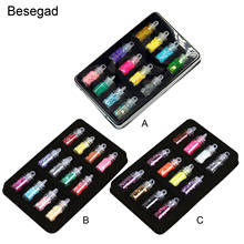 Besegad 12 Bottles Nails Art Glitter Sequins Shake Jars Set for Slime Making 3D Nails Art Hair Face Makeup Phone DIY Slime Decor 2024 - buy cheap