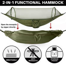 Camping Hammock with Mosquito Net, Portable Nylon Double Hammock with Tree Straps Carabiner for Indoor, Outdoor, Hiking, Travel 2024 - buy cheap