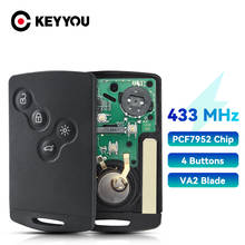 KEYYOU-tarjeta inteligente PCF7952 de 433MHz, 4 botones, para Renault Megane III, Laguna III, compatible con Koleos CLIO 2016 2024 - compra barato