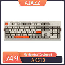 Teclado mecânico retrô ajazz ak510 104 teclas, teclado para jogos retroiluminado rgb com fio, tampa de tecla esférica pbt de duas cores 2024 - compre barato