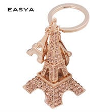 EASYA France Eiffel Tower Keychain Zinc Alloy Key Ring Rhinestone Key Chain Key Holder Pretty Chic Gift Women Fashion Jewelry 2024 - buy cheap