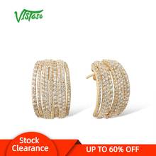 VISTOSO Gold Earrings For Women Genuine 9K 375 Yellow Gold Earrings Sparkling White CZ Promise Band Earrings Party Fine Jewelry 2024 - buy cheap