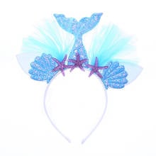 Arco-íris sereia tiara princesa de malha concha de fio flor animal grampos de cabelo para crianças acessórios para festa 2024 - compre barato