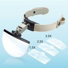 Lupa de casco con luz LED para reparación de joyas, accesorio para reparar joyas, casco, 2X 3.8X 4.5X 5.5X, lupa con 4 lentes 2024 - compra barato