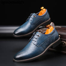Sapatos sociais masculinos de couro legítimo, sapatos marrom de crocodilo, sapatos italianos pretos, sapatos masculinos de oxford azul calçado unissex de luxo 2024 - compre barato