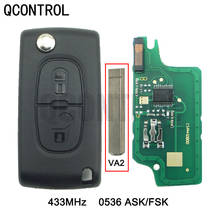 QCONTROL 2 кнопки дистанционного ключа автомобиля 433 МГц подходит для CITROEN C1 C2 C3 C4 C5 Berlingo; Picasso ID46 (CE0536 ASK/FSK) с VA2 Blade 2024 - купить недорого