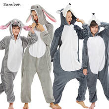 Комбинезон-Кигуруми для взрослых, одежда для сна в стиле аниме для мужчин и женщин, пижама с единорогом, зимняя теплая Пижама с животными, волком, единорогом, детская одежда для сна 2024 - купить недорого