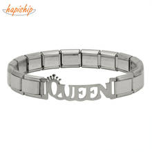 Hapiship topo novo 9mm largura moda jóias femininas de aço inoxidável família rei rainha coração asa link pulseira g059 2024 - compre barato