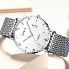 montre homme Casual Watch for Men Quartz Wristwatch Minimalist Mens Ultra-thin Stainless Steel Mesh Belt Business Calendar Clock 2024 - buy cheap