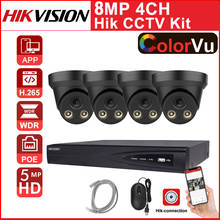 Hikvision-sistema de seguridad CCTV, KIT de CCTV de 4 canales, POE, cámara IP de 8MP, 4K, NVR, detección de movimiento, IP, aplicación de videovigilancia 2024 - compra barato